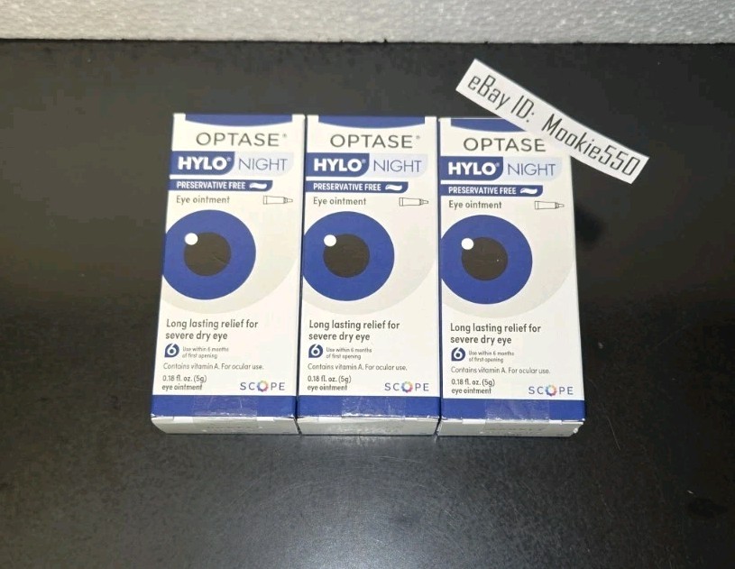 EXP 10/2028! 3 Box Optase HYLO NIGHT Eye Ointment (5g) Preservative Free!