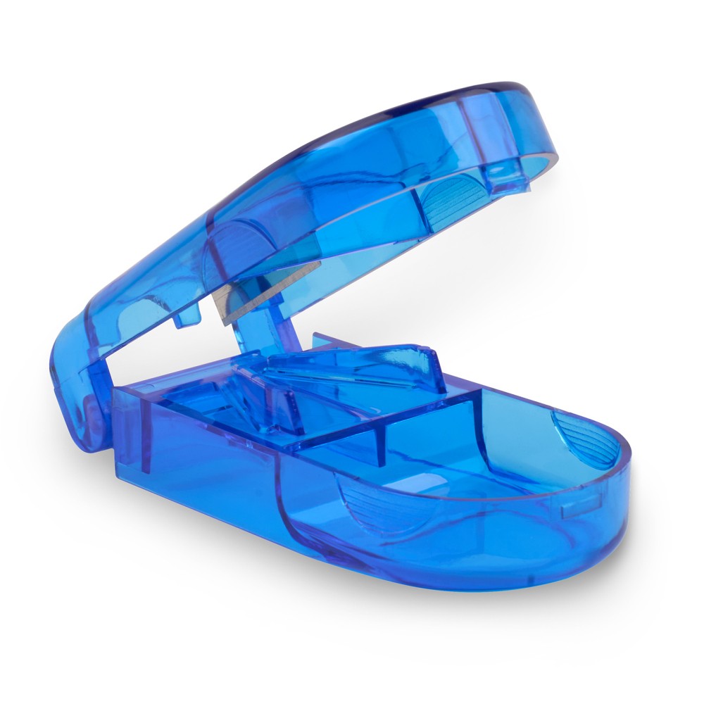 Plastic Blue Pill Cutter Small & Portable Drug Boxes Dividing & Cutting Drugs