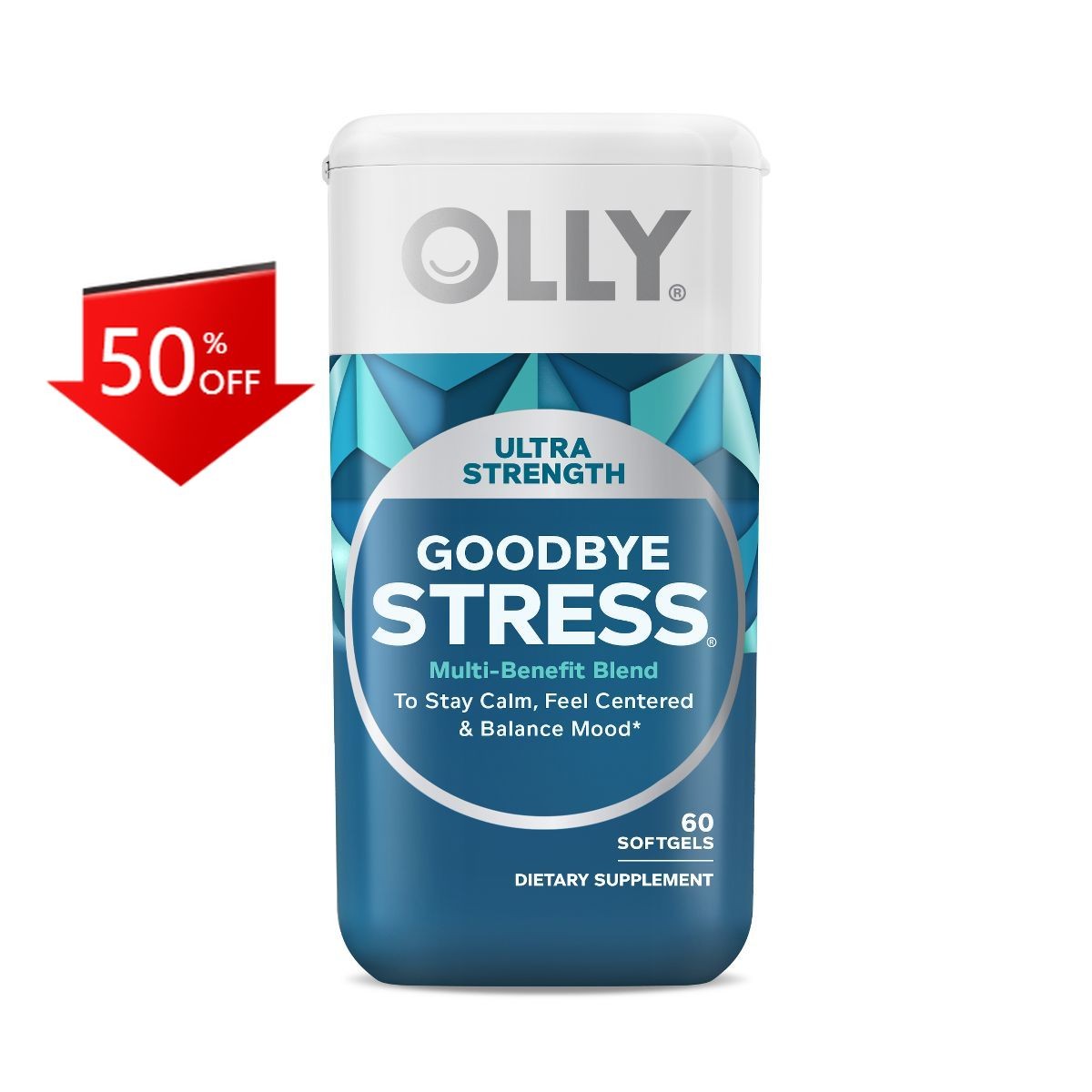 OLLY Ultra Strength Goodbye Stress Relief Softgels Supplement -60ct: Gluten-Free