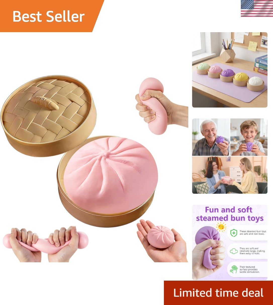 Mystery Dumpling Squishy Toy – Soft Pink Stress Relief Fidget for Desk & Home