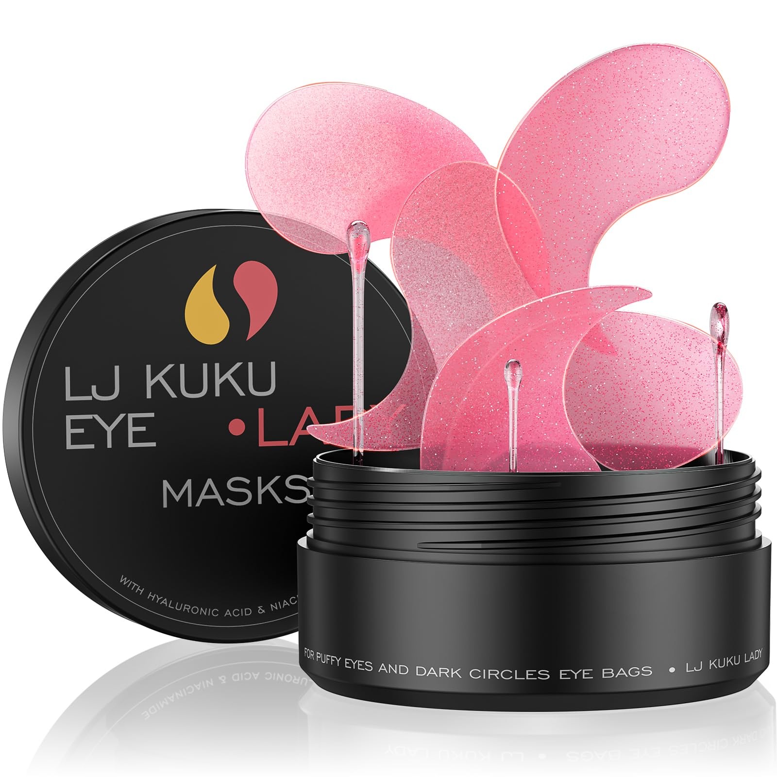 LJ KuKu Lady Under Eye Patches Gold Essence Hydrogel Masks for Rose-pink