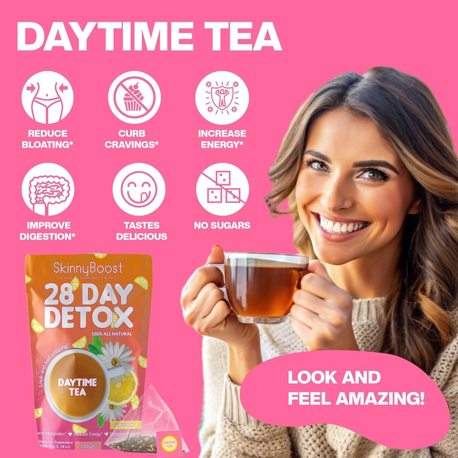 -Friendly 28-Day Detox Tea – Delicious Citrus Mint for Metabolism Boost