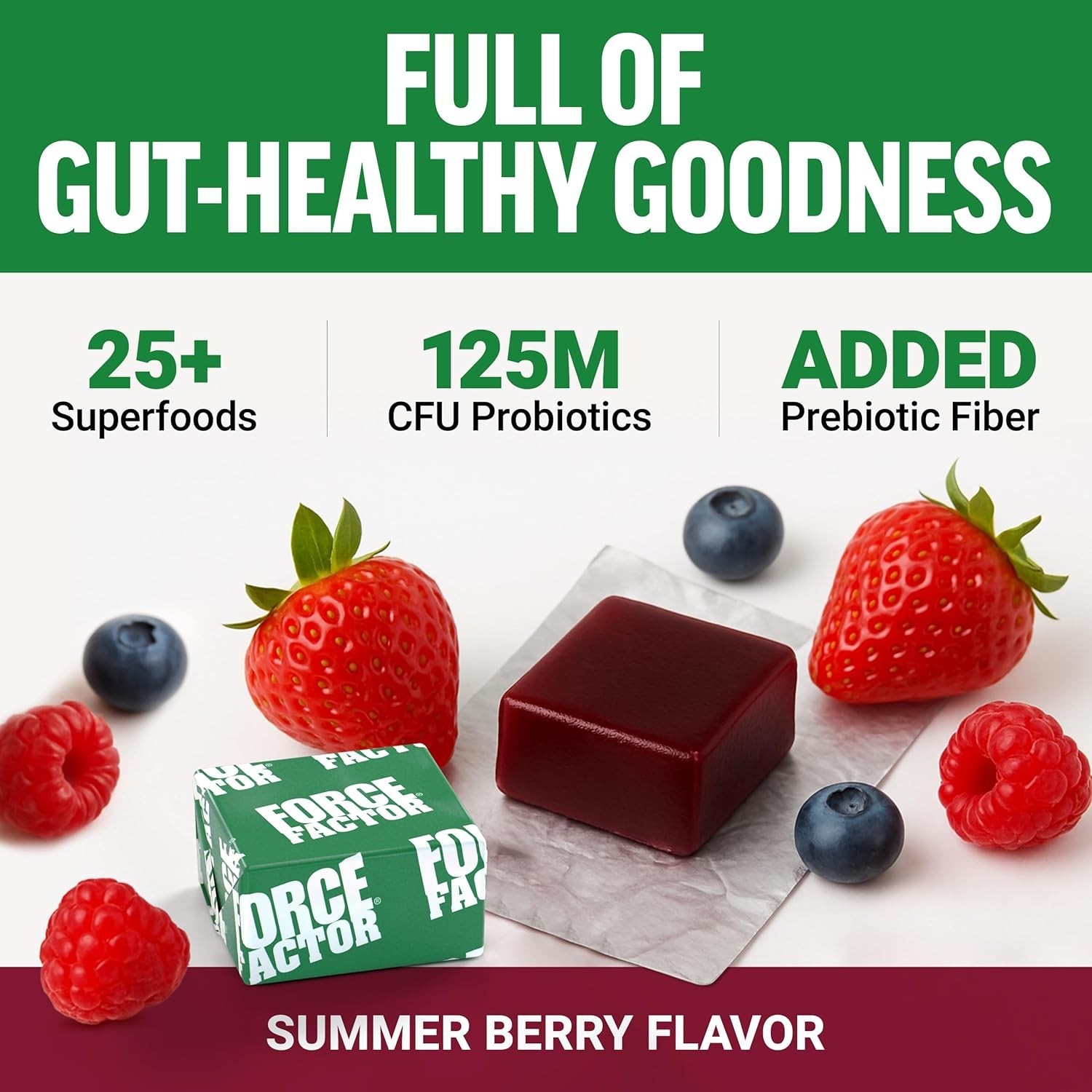 Smarter Greens Superfood Chews – Delicious Summer Berry, 60 Count for Gut Health