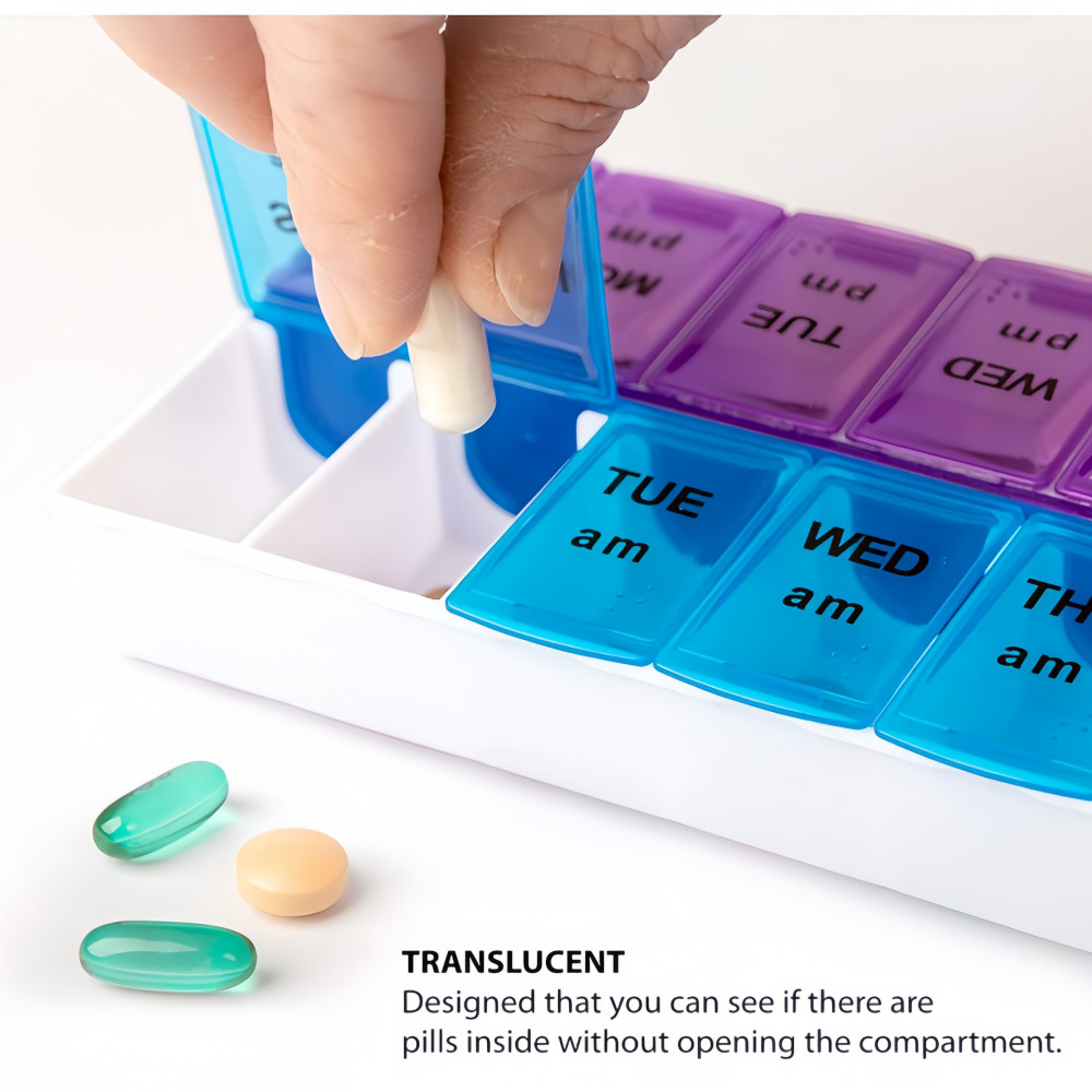 Weekly Pill Box Organizer Twice a Day 7-Day AMPM Medicine Organizer Case