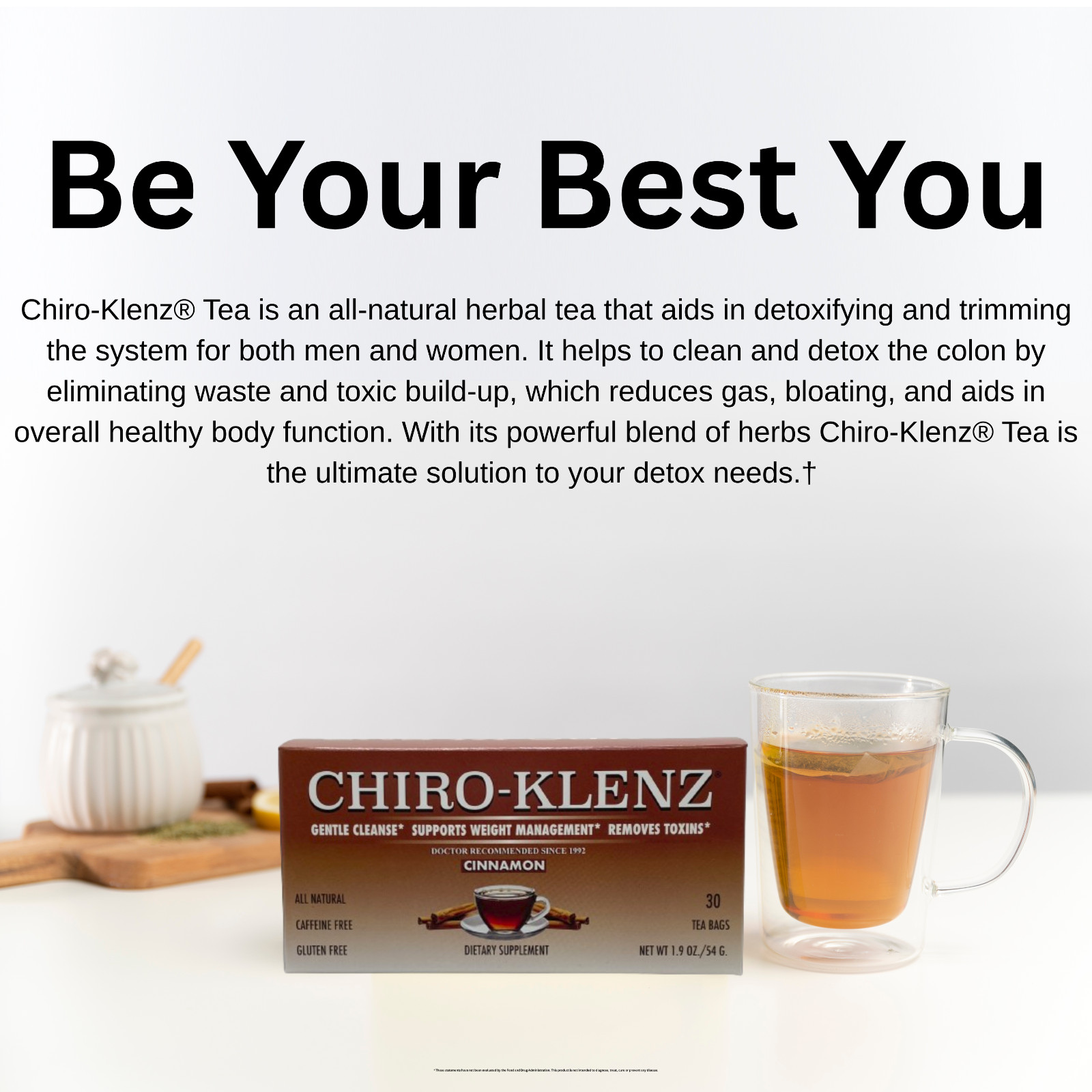 Chiro-Klenz Cinnamon Tea – Detox – Reduce Bloating – Colon Cleanse – 30 Teabags