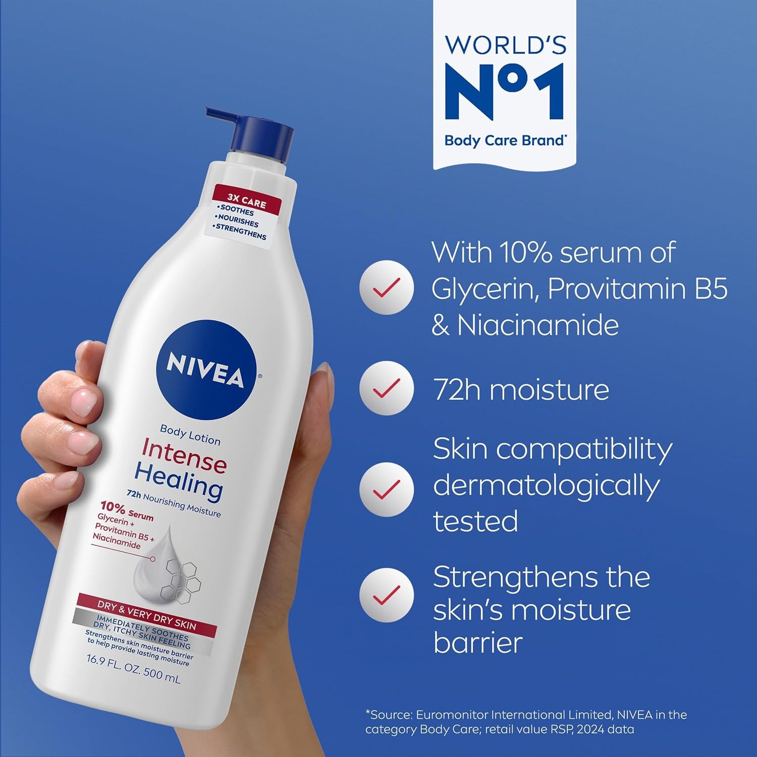 NIVEA Intense Healing Lotion with Niacinamide, 16.9 Fl Oz