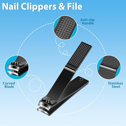 Tweezers Set and Nail Clippers, 9 Pcs Stainless Steel Tweezers Kit for B-black