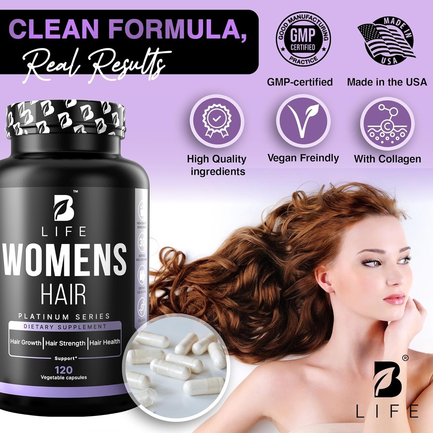 TWO PACK- Womens Hair Growth Supplement – Biotin Hair Vitamin Complex (60 days)