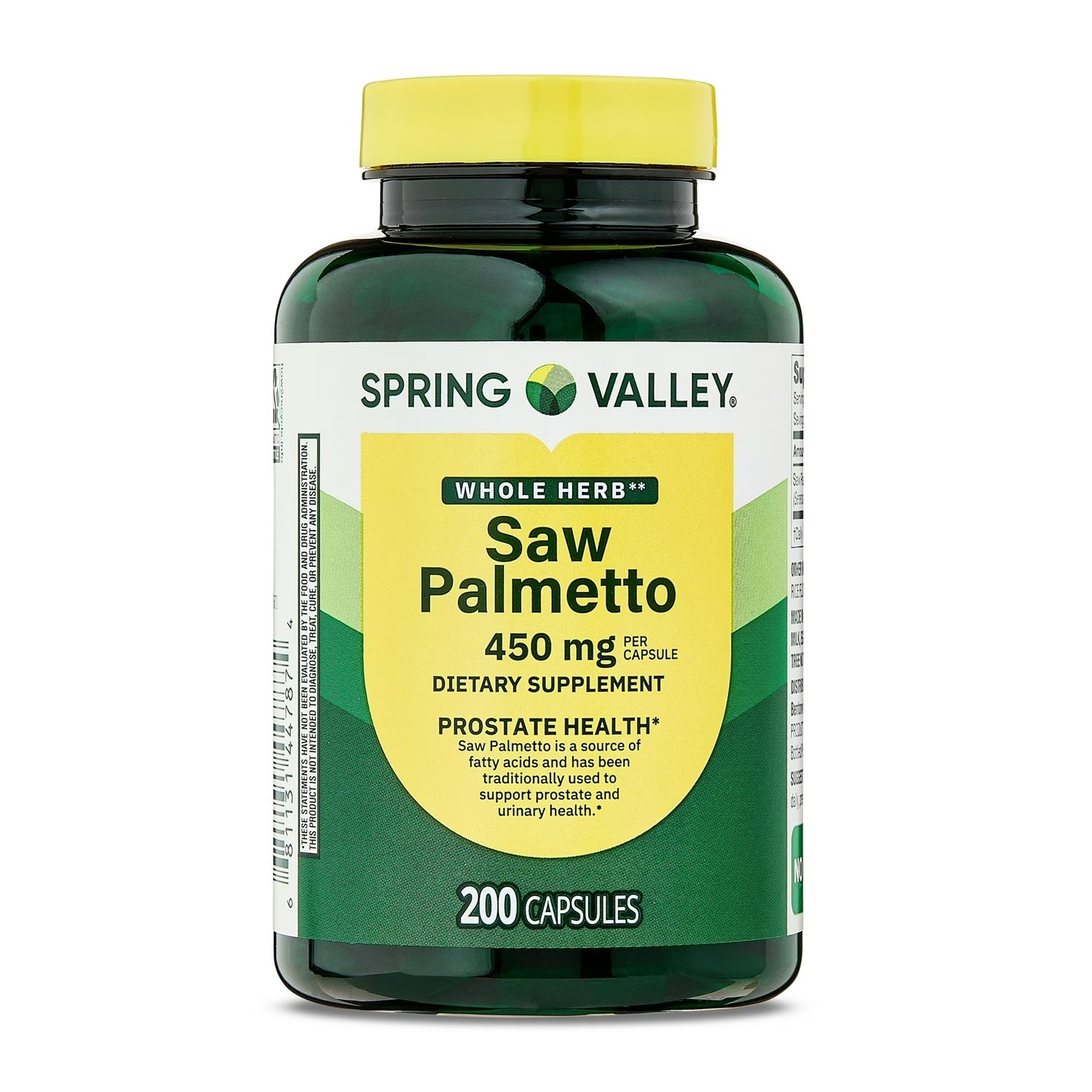 Saw Palmetto 450 Mg Whole Herb Prostate Supplement Urinary Health, 200 Capsules