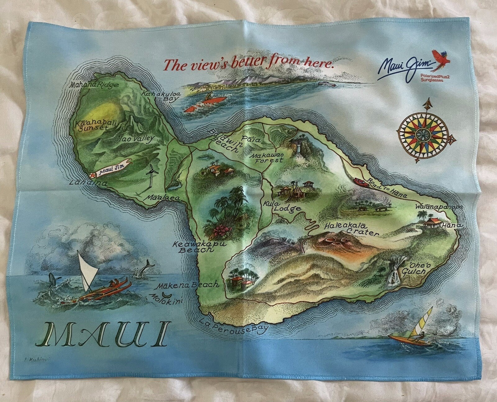 Maui Jim Microfiber XL Cloth For Sunglasses 11 in x 13 in Map Of Maui
