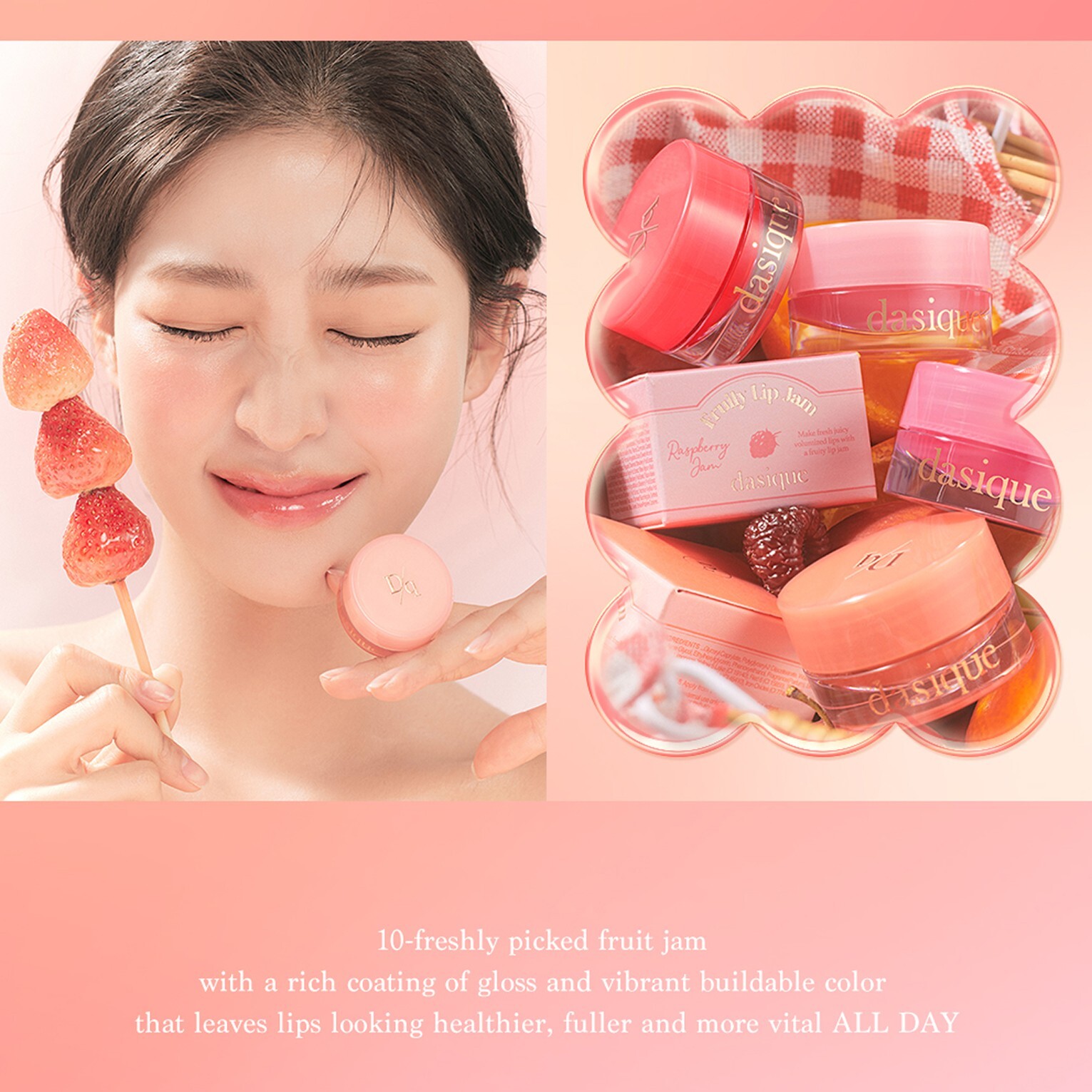 DASIQUE Fruity Lip Jam 4g 2023 NEW 13 colors K-Beauty