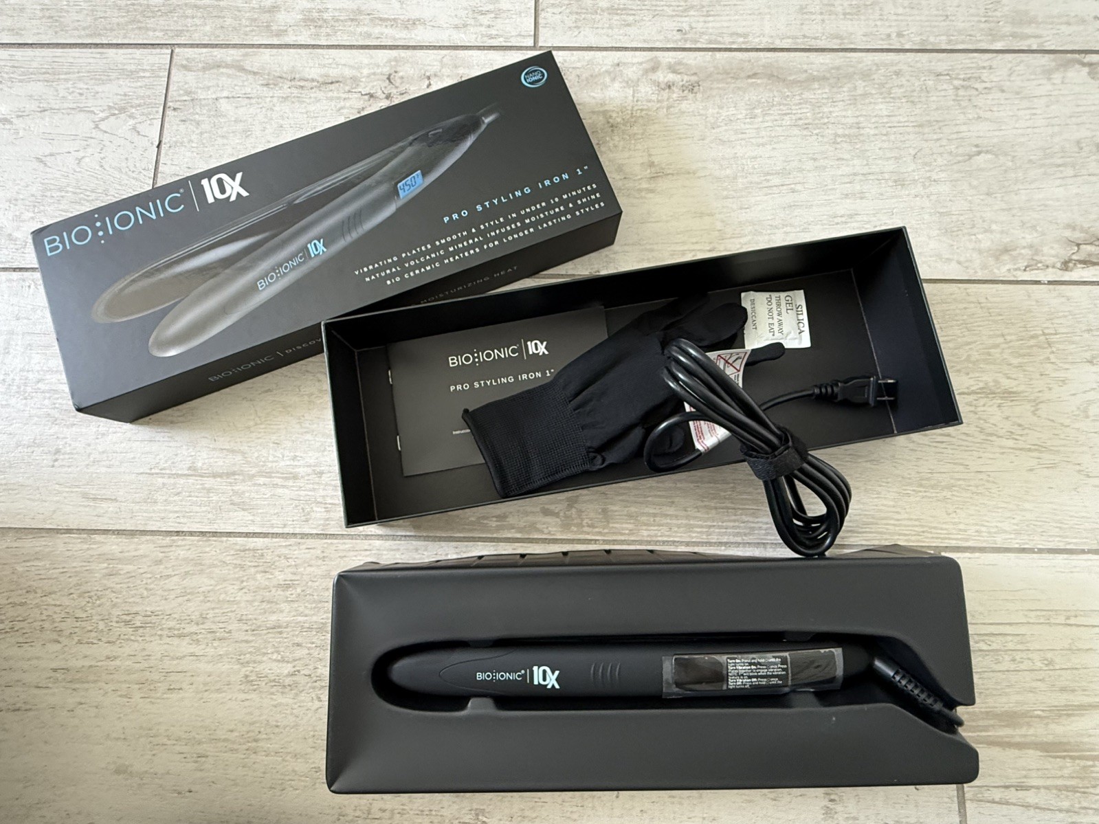 Bio Ionic 10X Pro Styling Flat Iron 1″ Vibrating Plates Classic Styler NEW