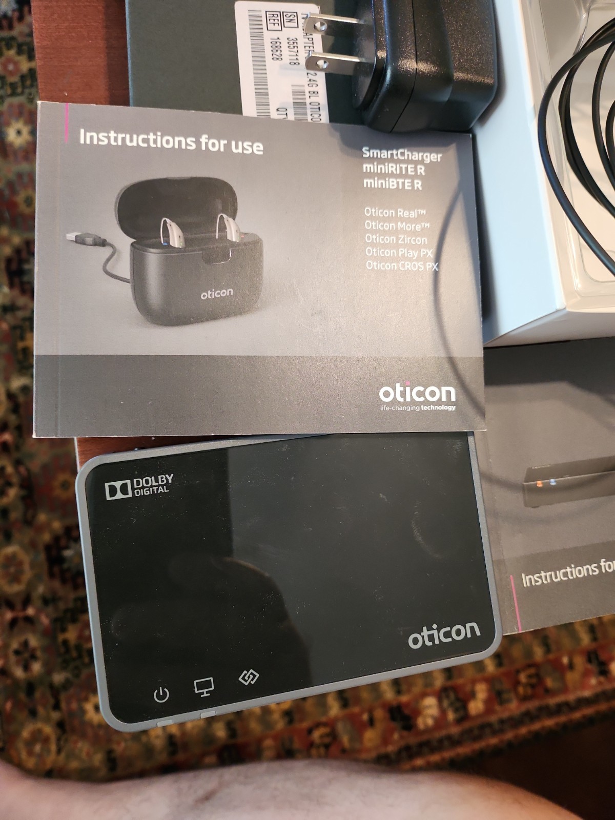 Oticon Charger Minirite Charger TV Adapter Cables Case Chargers..No Hearing Aids