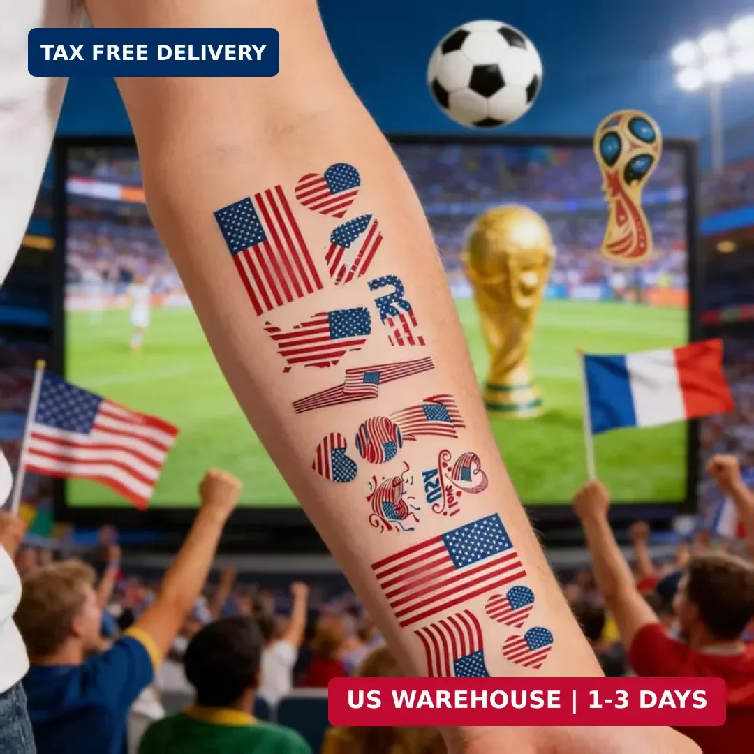 80PCS 2026 World Cup Stickers Temporary Tattoos, 14Pack United States Soccer Tea