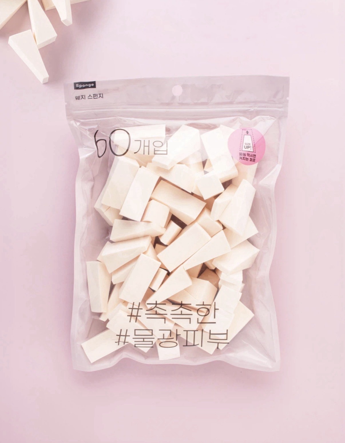 K-Beauty Wedge Makeup Sponge Puff 2 Packs (120pcs) for Dewy Glow Base Skin