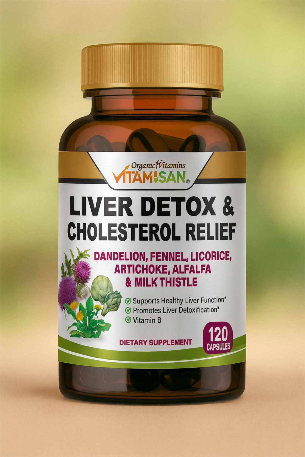 Liver Cleanse & Detox Support Supplement 1600mg with 120 caps + Milk Thistle