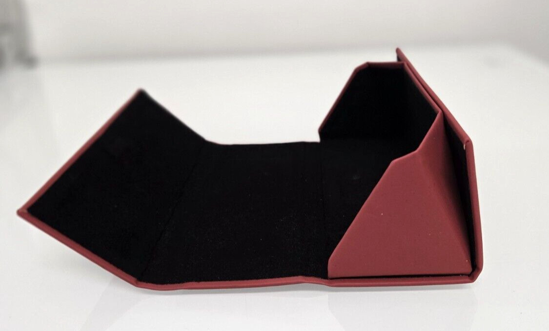 NEW! MOREL Foldable Triangle Eyeglasses Case w/ Branded Cloth -Wine Red