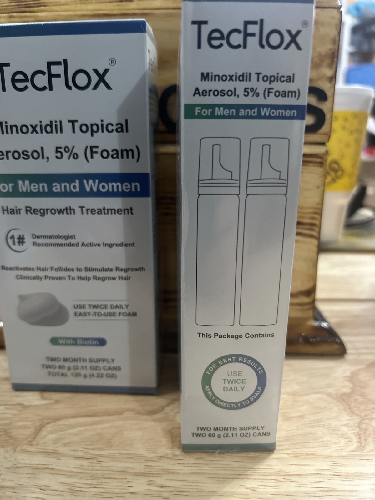 (2) TecFlox Minoxidil Topical Aerosol, 5% (foam) Men & Women 2 Months, 8/2026