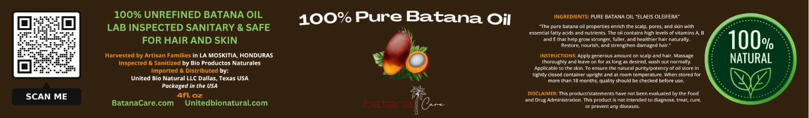 BATANA 100% PURE OIL, Pure Batana oil, Natural Hair Care, Natural Hair Growth