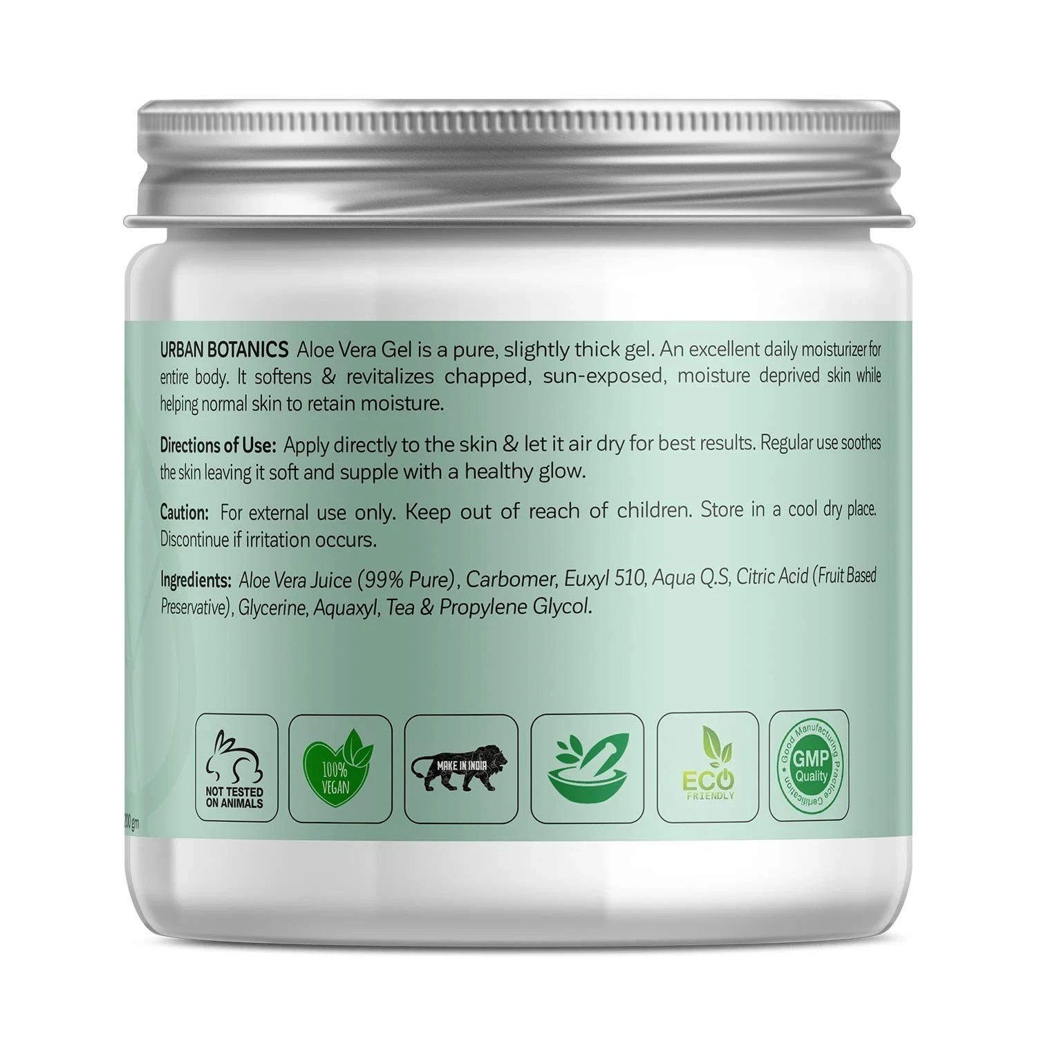 UrbanBotanics Pure Aloe Vera Skin/Hair & Face Gel With Vitamin E Natural 200gm