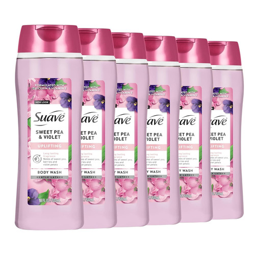 Suave Moisturizing Body Wash, with Sweet Pea Violet and 18 Fl Oz (Pack of 1)