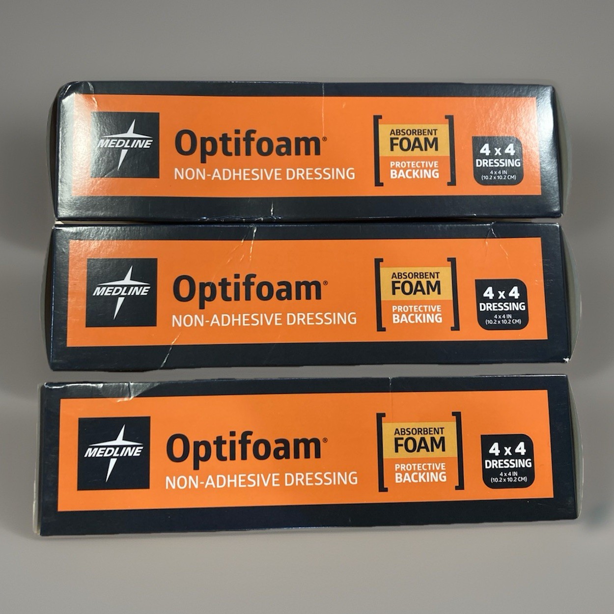 30 (3 Boxes Of 10) Medline Optifoam Non-Adhesive Foam Dressings 4″ x 4″ 10/2027