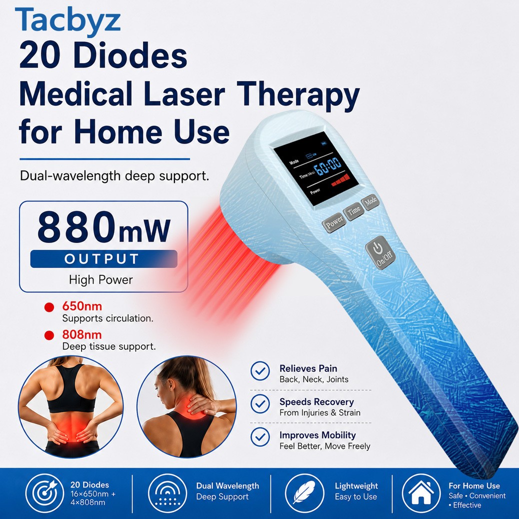 880mW Class 3b Cold Laser Therapy LLLT Device for Pain Relief 16*650nm+4*808nm