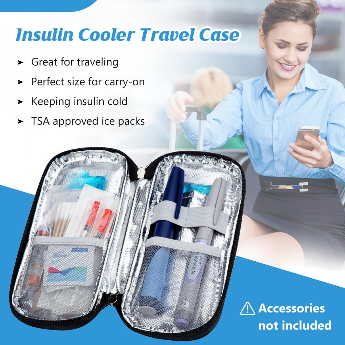 YOUSHARES Insulin Cooler Travel Case – Diabetic Case Insulated Organizer Portabl