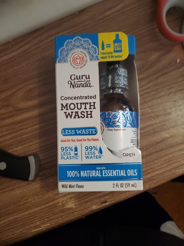GuruNanda Eco Friendly Concentrated Essential Oil Mouthwash 2oz expire 09/2024