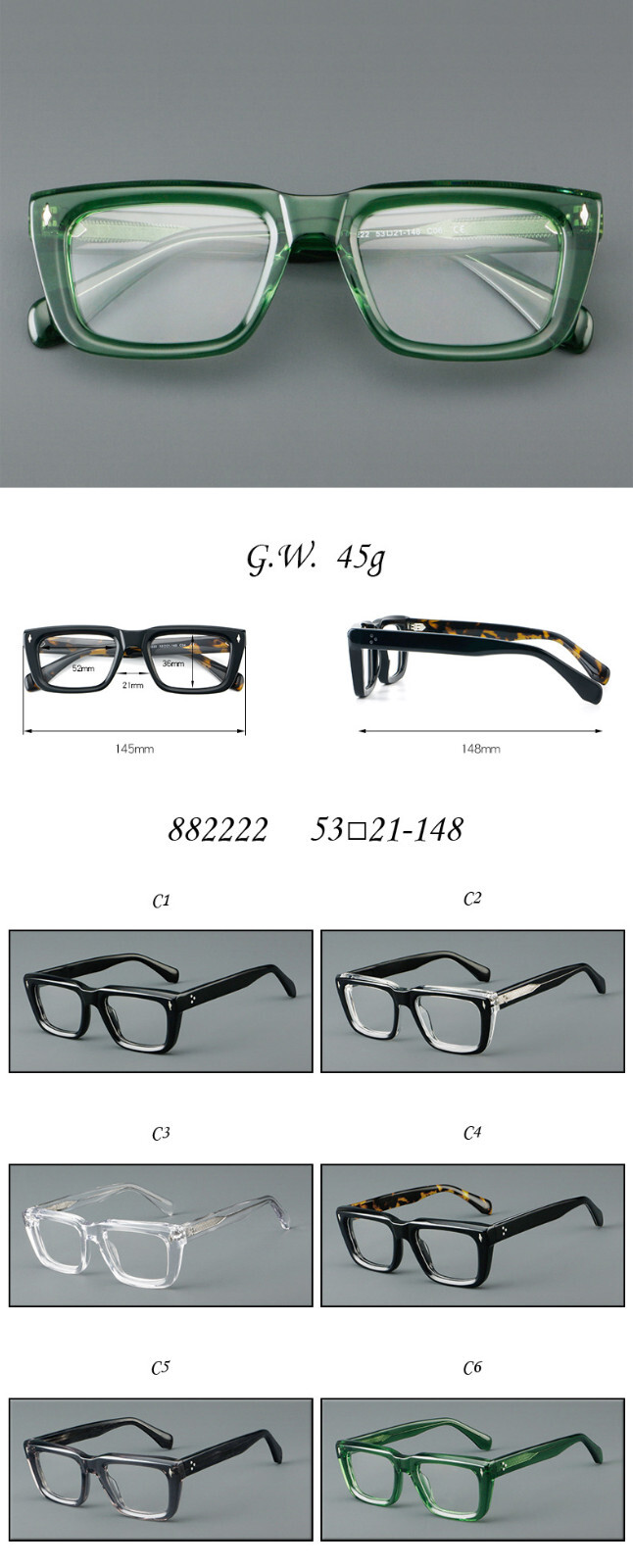 Thick Acetate Retro Reading Glasses Men Women Unisex Readers Frames Full Rim