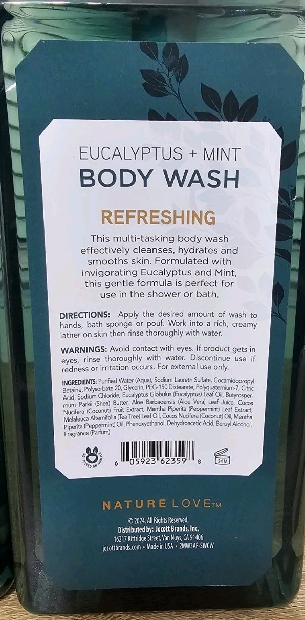 NATURE LOVE REFRESHING EUCALYPTUS MINT BODY WASH W/ Tea Tree & ALOE 2-pack