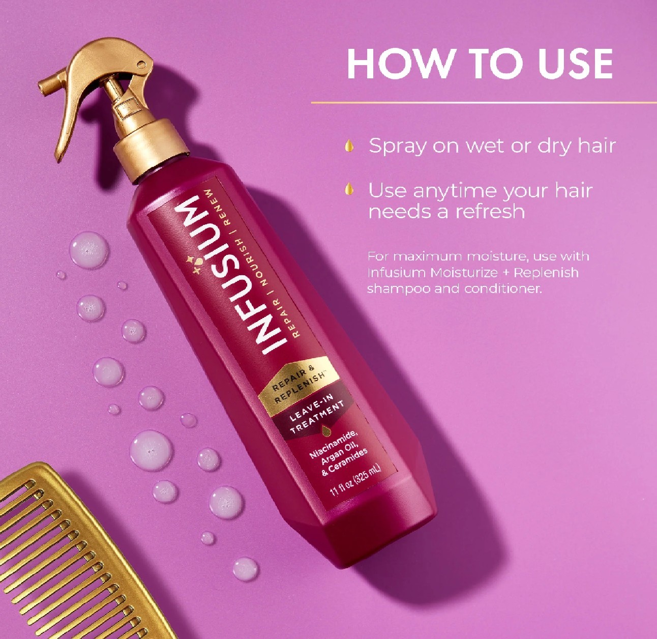 Infusium Repair and Replenish Leave-In Treatment – Hair Spray with 11 Fl Oz