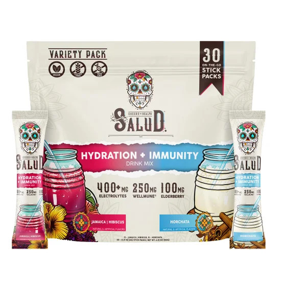 Taste Salud Hydration Drink Mix Variety Pack Jamaica Hibiscus Horchata 30 count