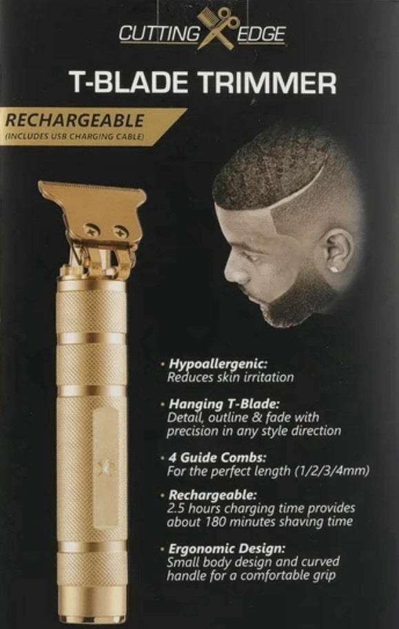 *NEW* Cutting Edge T-Blade Hair Trimmer Rechargeable Battery Gold 5-Piece Kit