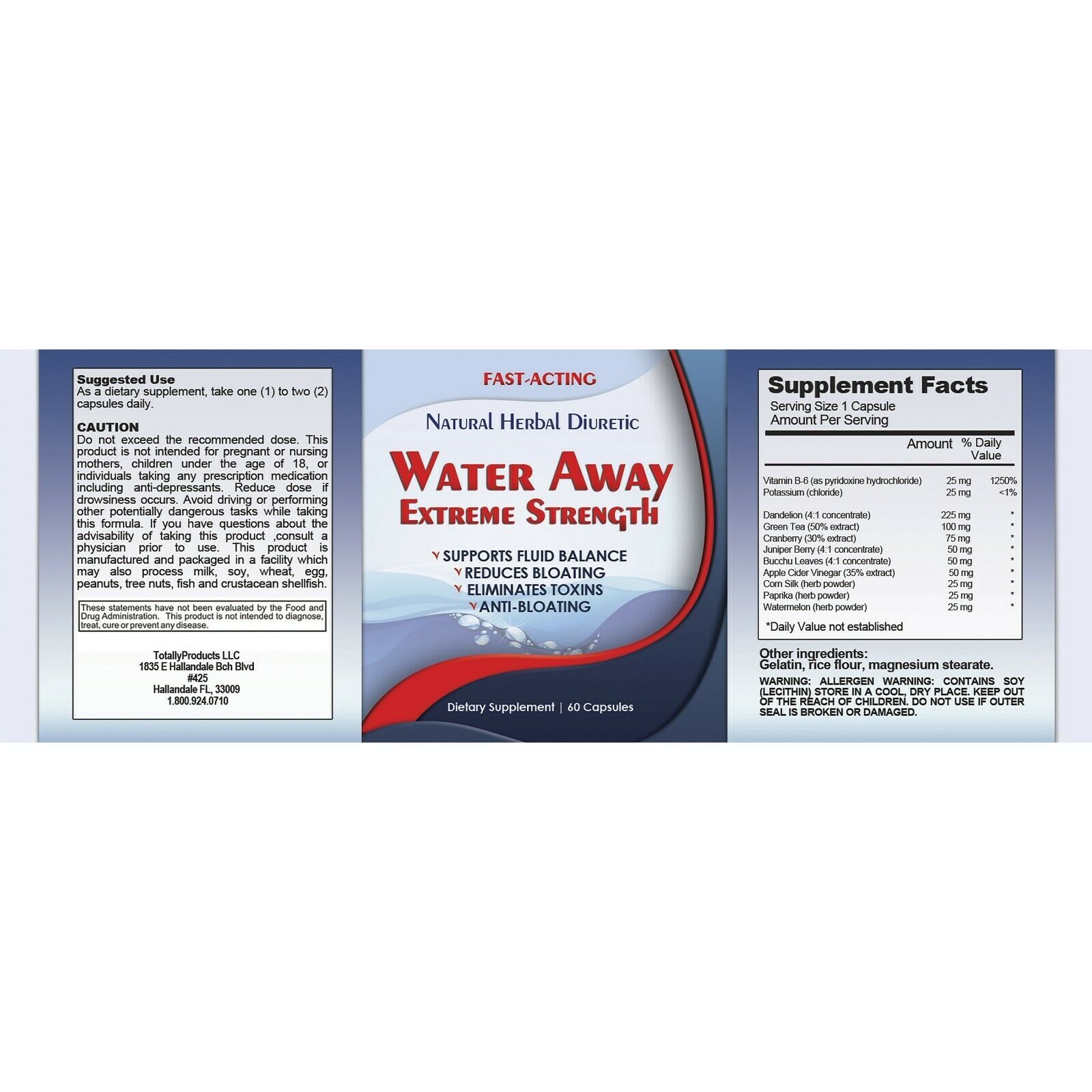 7Hour Slim Weight Loss Capsules Water Away Supports Fluid Balance Supplements