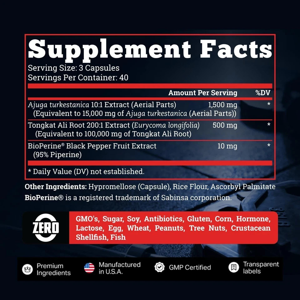Turkesterone 15,000Mg [Max Potency] + Bioperine® for High Absorption Supplement