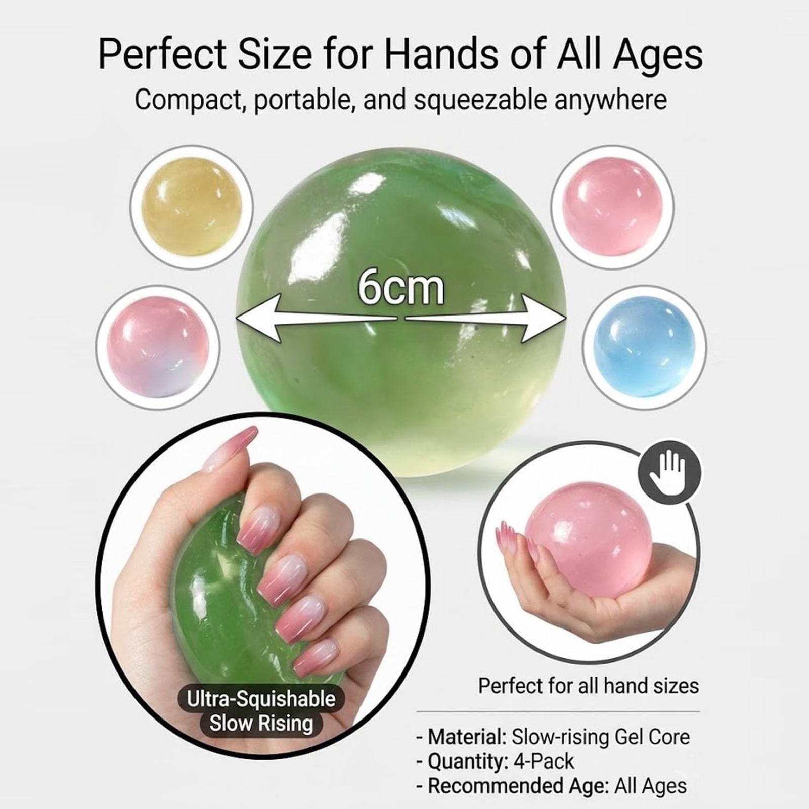 Handmade Coconut Oil Squishy Ball, 2.4 In Super High Moldable Stress Ball, Soft