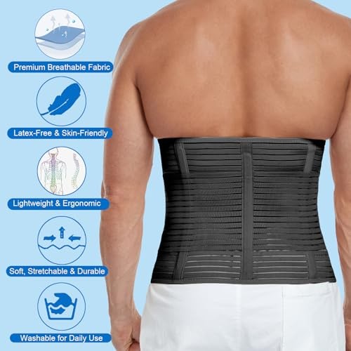 Abdominal Binder, 12-Inch Wide Elastic Belly Wrap for Plus Size XX-Large Black