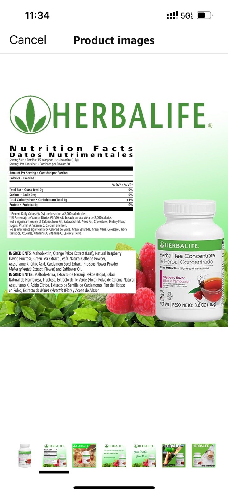 Herbal Tea Concentrate 3.6oz. Rasberry Flavor Free Shipping