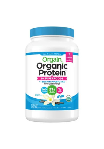 Organic Protein & Superfoods Powder — Vanilla Bean, 21g Protein, 2.7 lb