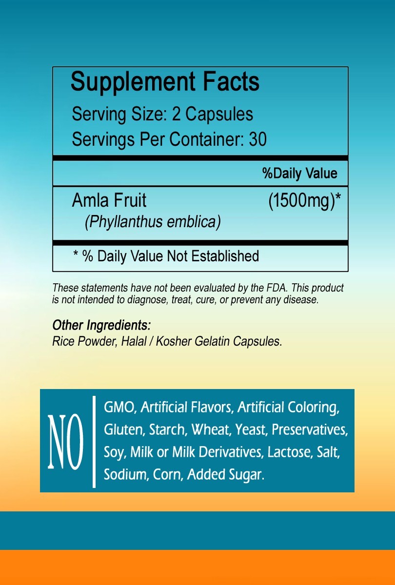 Amla Fruit Extract Capsules – 1500mg Serving – New Bottle=
