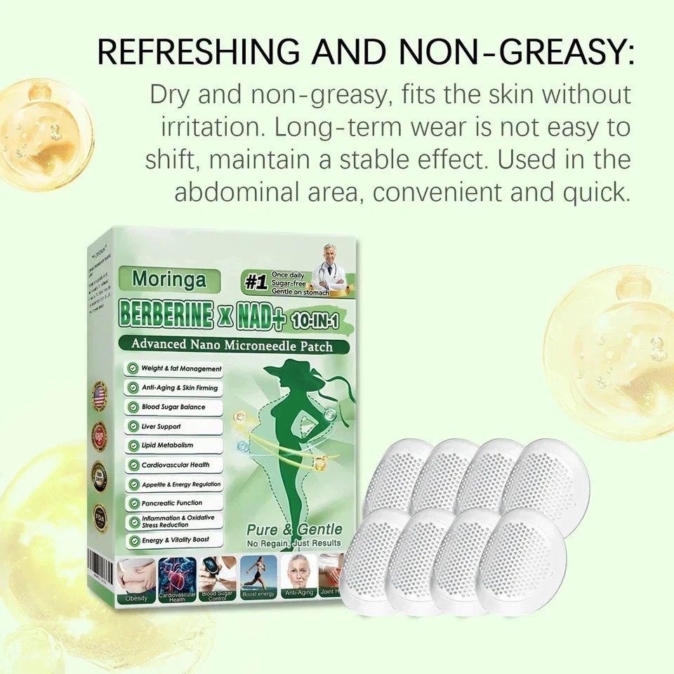 50% OFF Moringa Berberine x NAD+ 10-in-1 Advanced Nano Microneedle Patches New**