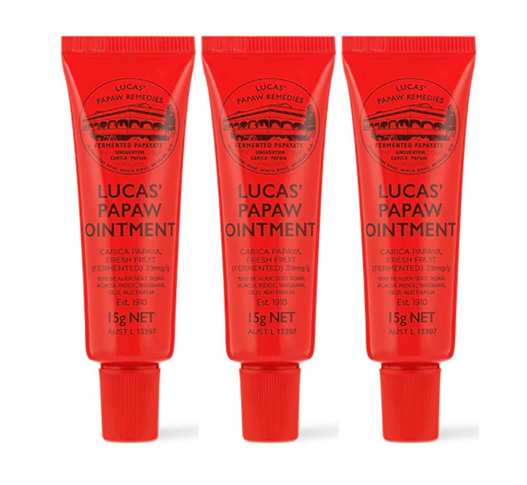 3 Tubes of Lucas Papaw Ointment 15g – Made in Australia – Free Fast Shipping