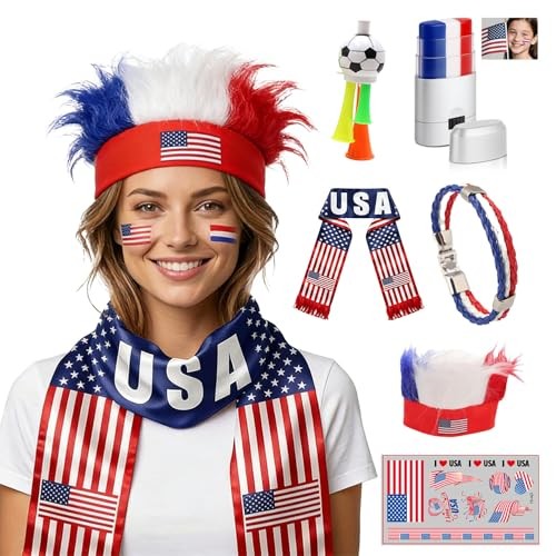 2026 USA Soccer Fan Set Supporters Cheering Kit- Face Paint United States