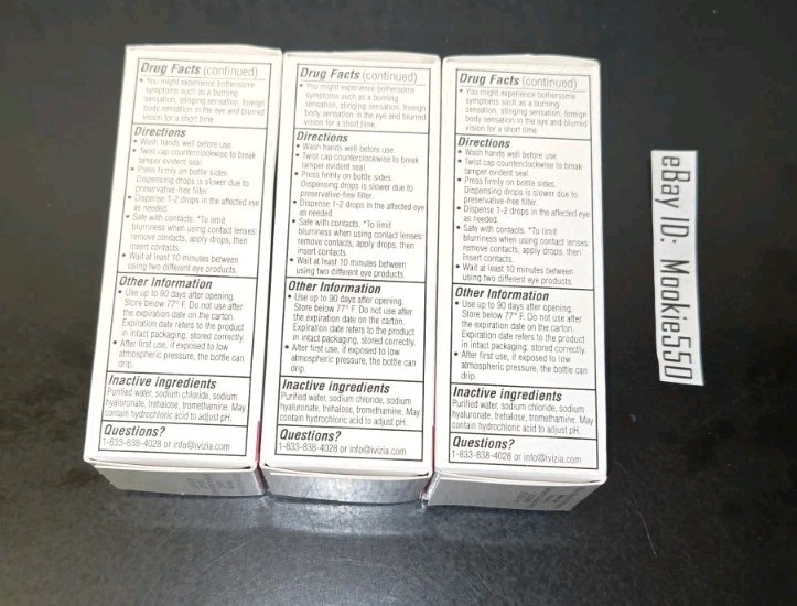 EXP 04/2026+! 3 Box Lot Large 0.33oz (10mL) iVIZIA Lubricant Eye Drops