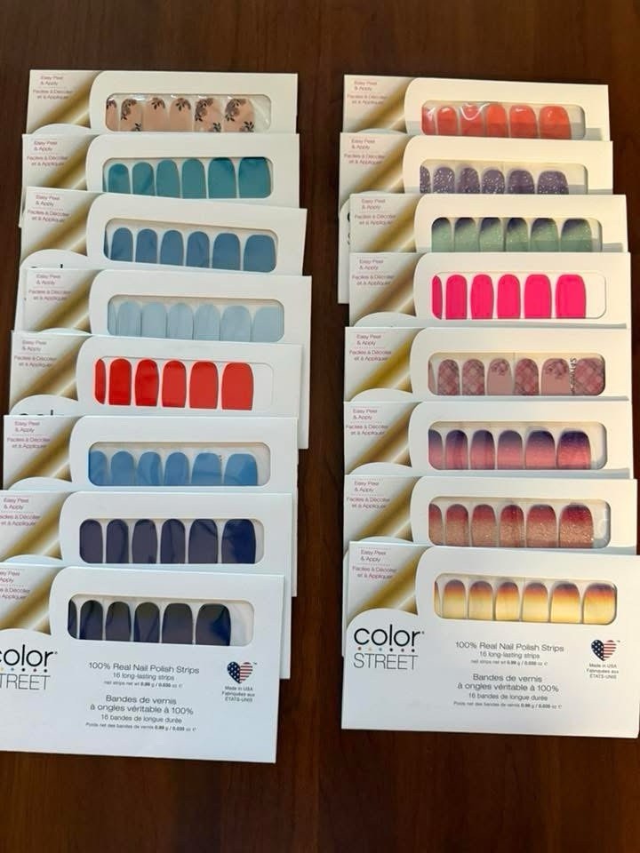 16 Color Street Nail Polish Strips Lot, Multicolor Glitter Shimmer Assorted