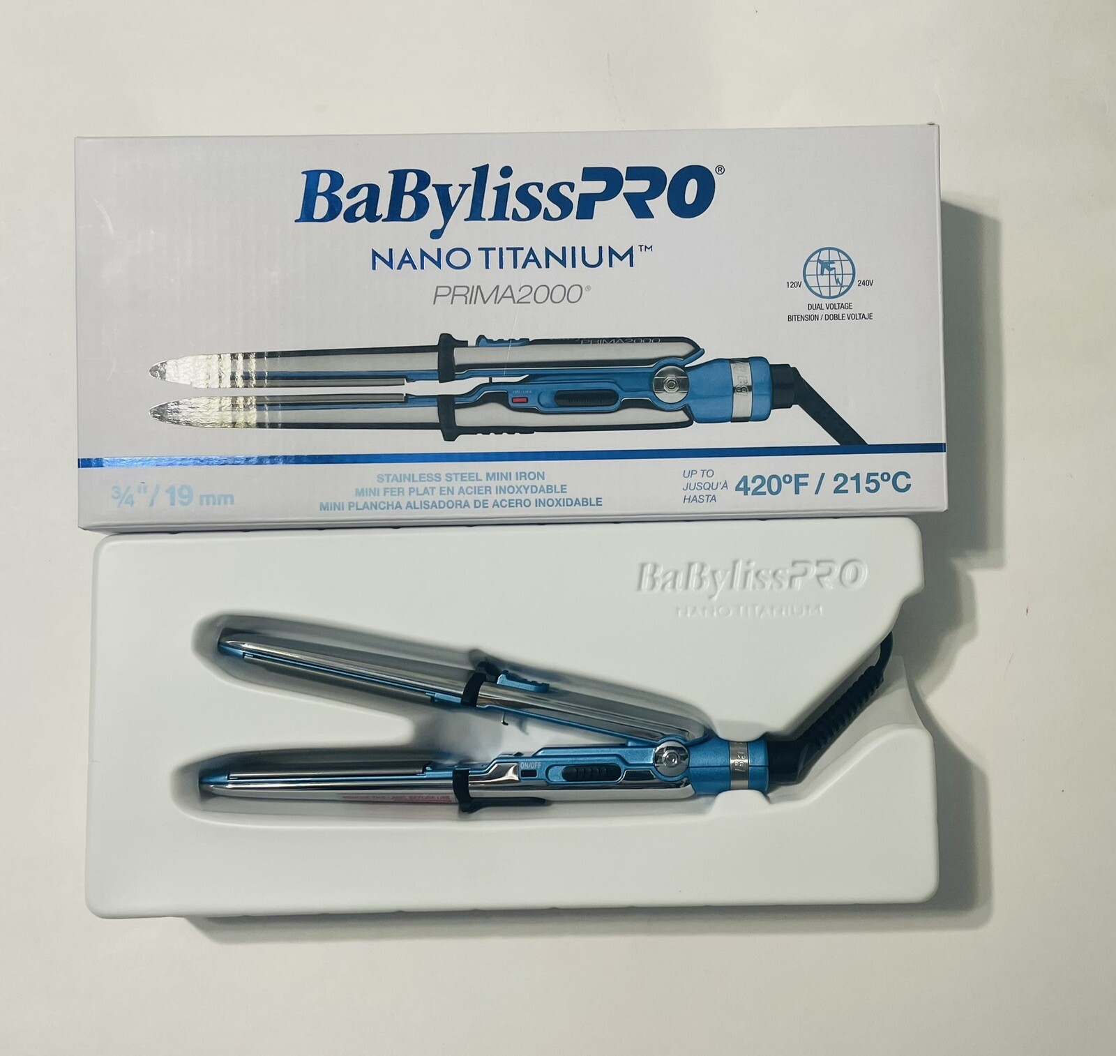 BabylissPRO Nano Titanium Prima2000 Stainless Steel MINI Iron 3/4″. SALES!!!!!!!
