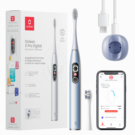 Oclean X Pro Digital Smart Sonic Electric Toothbrush (silver/Champagne)