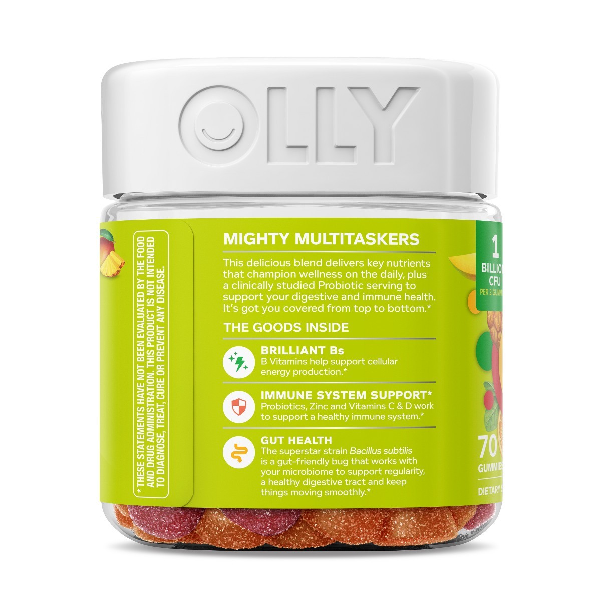 OLLY Adult Multivitamin + Probiotic Supplement Gummies – 70ct: Tropical Fruit