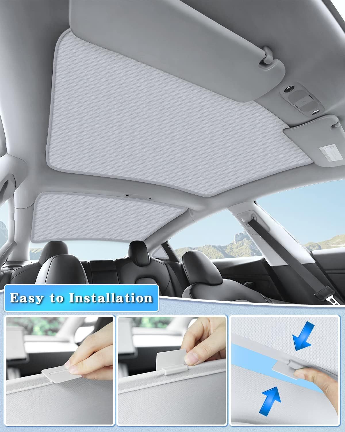 White Sunshade Roof Sunroof Cover Waterproof Sunshade – Fits 2020-2026 Tesla Mod